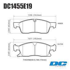 Колодки тормозные DC1455E19 DC Brakes RT.2 передние Jeep Grand Cherokee WK2/Dodge Durango 2