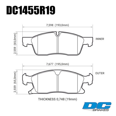 Колодки тормозные DC1455R19 DC Brakes Street HD+, передние Jeep Grand Cherokee WK2/Dodge Durango 2