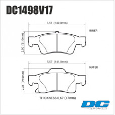 КОЛОДКИ ТОРМОЗНЫЕ DC1498V17 DC BRAKES STREET HD, ЗАДНИЕ JEEP GRAND CHEROKEE WK2/DODGE DURANGO 201