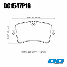 Колодки тормозные DC1547P16 DC Brakes Street STR.S+, задн. AUDI RS5; RS7; S7; S6; PORSCHE MACAN