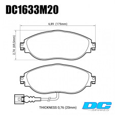 Колодки тормозные DC1633M20 DC brakes Race Track, перед VW GOLF VII; Passat 362; AUDI A3 8V1 