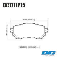 Колодки тормозные DC1711P15 DC brakes STREET STR.S+, перед Mazda 6 GJ 2012->