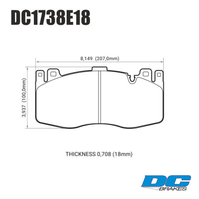 Колодки тормозные DC1738E18 DC brakes RT.2, перед BMW X5M F85; X6M F86