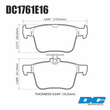 Колодки тормозные DC1761E16 DC brakes RT.2, задние A3 8V; TT 8S; GOLF 7; PASSAT 3G;