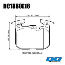 Колодки тормозные DC1880E18 DC brakes Race Track, перед BMW M4 F82, F32; M3 F80 F30; F20 F22 F87 M