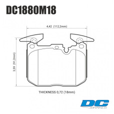 Колодки тормозные DC1880M18 DC brakes Race Track, перед BMW M4 F82, F32; M3 F80 F30; F20 F22 F87 M