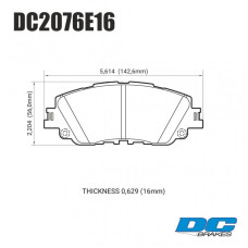 Колодки тормозные DC2076E16 DC Brakes RT.2 передние TOYOTA CAMRY V70 2017-> ; LEXUS ES 2018->