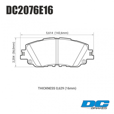 Колодки тормозные DC2076E16 DC Brakes RT.2 передние TOYOTA CAMRY V70 2017-> ; LEXUS ES 2018->