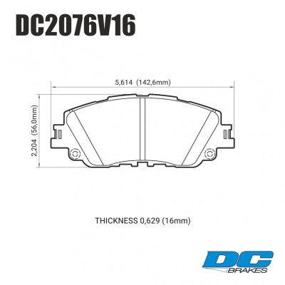 Колодки тормозные DC2076V16 DC Brakes Street STR.S, перед TOYOTA CAMRY V70 2017-> LEXUS ES 2018->