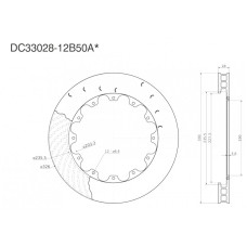 Ротор тормозного диска 330*28mm, DC Brakes DC33028-12B50AR, крепеж под болты, правый
