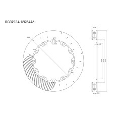 Ротор тормозного диска 379*34mm, DC Brakes DC37934-12R54AL, левый