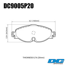Колодки тормозные DC9005P20 DC Brakes Street STR.S+ , перед GOLF VII; Passat 3G; AUDI TT FV3; A3 8V1