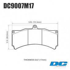 Колодки тормозные DC9007M17 DC brakes Race Track PROMA 6 порш, Stop Tech, JBT, Alcon, HPB, XYZ 18 mm