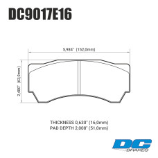 Колодки тормозные DC9017E16 DC Brakes RT.2 Alcon Monoblock 6 CAR97