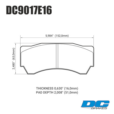 Колодки тормозные DC9017E16 DC Brakes RT.2 Alcon Monoblock 6 CAR97