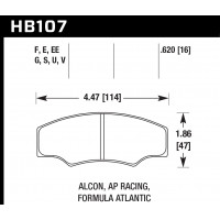 Колодки тормозные HB107F.620 HAWK HPS; 16mm ALCON H type; AP RACING; HPB тип 5; PROMA 4 порш