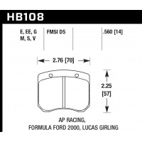 Колодки тормозные HB108M.560 HAWK Black AP Racing, FF 2000 14 mm