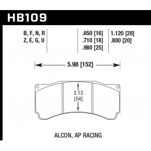 Колодки тормозные HB109F.710 HAWK HPS (БЕЗ УШКА) PROMA 6 порш. TM 6.355 / ALCON TA-6, XR-6/AP RACING