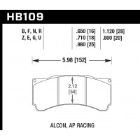 Колодки тормозные HB109G.710 HAWK DTC-60 PROMA 6 порш. TM 6.355 / ALCON TA-6, XR-6/AP Racing 18 mm