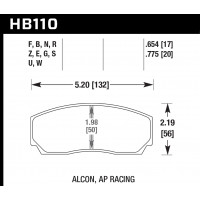 Колодки тормозные HB110B.654 HAWK STREET 5.0 Proma 4 поршн. ТМ2.334, ТМ2.332, ТМ2.316, AP Racing, Ro