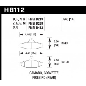 Колодки тормозные HB112G.540 HAWK DTC-60 PBR GM (Rear) 14 mm