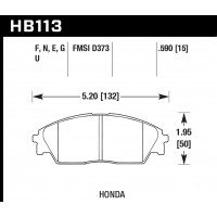 Колодки тормозные HB113E.590 HAWK Blue 9012 Honda 15 mm