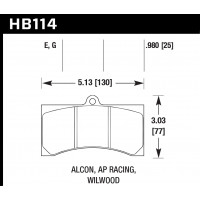 Колодки тормозные HB114G.980 HAWK DTC-60; AP Racing 25mm