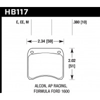 Колодки тормозные HB117E.380 HAWK Blue 9012 AP Racing 2 10 mm