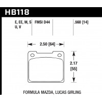 Колодки тормозные HB118U.560 HAWK DTC-70; Formula Mazda 14mm