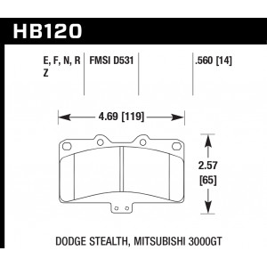 Колодки тормозные HB120E.560 HAWK Blue 9012 Mitsubishi 14 mm