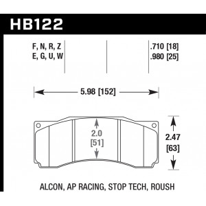 Колодки тормозные HB122N.710 HAWK HP+ ALCON CAR89 / AP RACING / Stop Tech ST-60