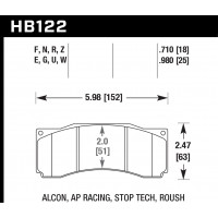Колодки тормозные HB122Q.710 HAWK DTC-80; AP Racing, Stop Tech 18mm