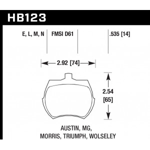 Колодки тормозные HB123M.535 HAWK Black MGB 14 mm