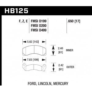 Колодки тормозные HB125E.650 HAWK Blue 9012 Mustang 17 mm