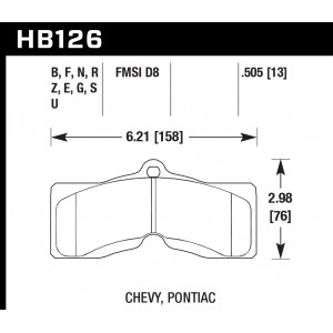 Колодки тормозные HB126G.505 HAWK DTC-60; Early Corvette 13mm