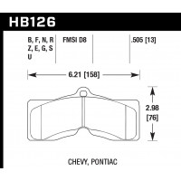 Колодки тормозные HB126U.505 HAWK DTC-70; Early Corvette 13mm