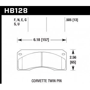 Колодки тормозные HB128E.505 HAWK Blue 9012 Corvette Twin Pin 13 mm