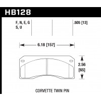 Колодки тормозные HB128G.505 HAWK DTC-60 Corvette Twin Pin 13 mm