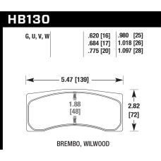 Колодки тормозные HB130Q.775 HAWK DTC-80; Brembo 20mm