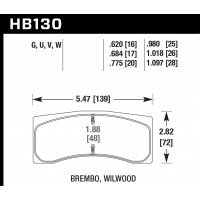 Колодки тормозные HB130Q.980 HAWK DTC-80; Brembo, Wilwood 25mm