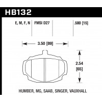 Колодки тормозные HB132F.580 HAWK HPS; 15mm