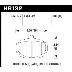 Колодки тормозные HB132M.580 HAWK Black MGB 15 mm