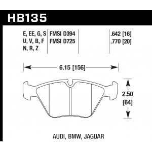 Колодки тормозные HB135B.760 HAWK HPS 5.0 передние BMW 5 (E34) / 7 (E32) / M3 3.0 E36