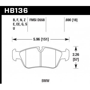 Колодки тормозные HB136B.690 HAWK HPS 5.0; 18mm