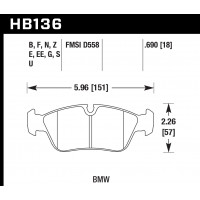 Колодки тормозные HB136S.690 HAWK HT-10 передние BMW 3 (E36) / Z3