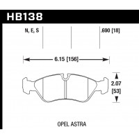 Колодки тормозные HB138S.690 HAWK HT-10 Cosworth 18 mm