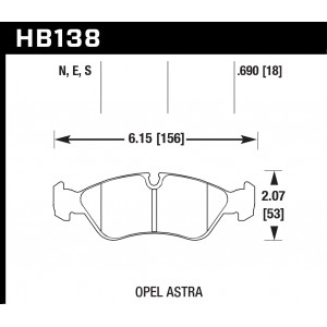 Колодки тормозные HB138S.690 HAWK HT-10 Cosworth 18 mm