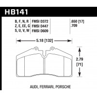 Колодки тормозные HB141Q.650 HAWK DTC-80; Porsche, Stop Tech 17mm
