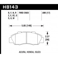 Колодки тормозные HB143EE.680 HAWK Blue 42; Honda 17mm