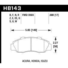 Колодки тормозные HB143EE.680 HAWK Blue 42; Honda 17mm